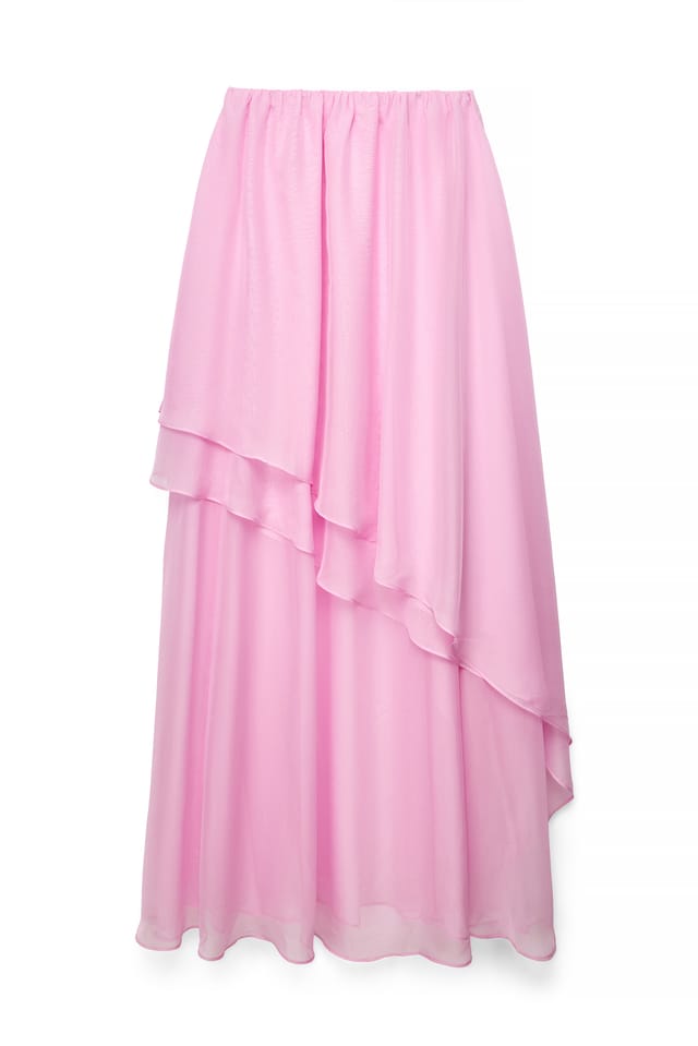 Light Pink Flowy Asymmetrical Bandeau Dress