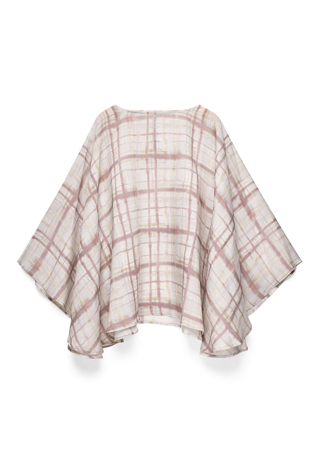 Check Flytende Cape Bluse