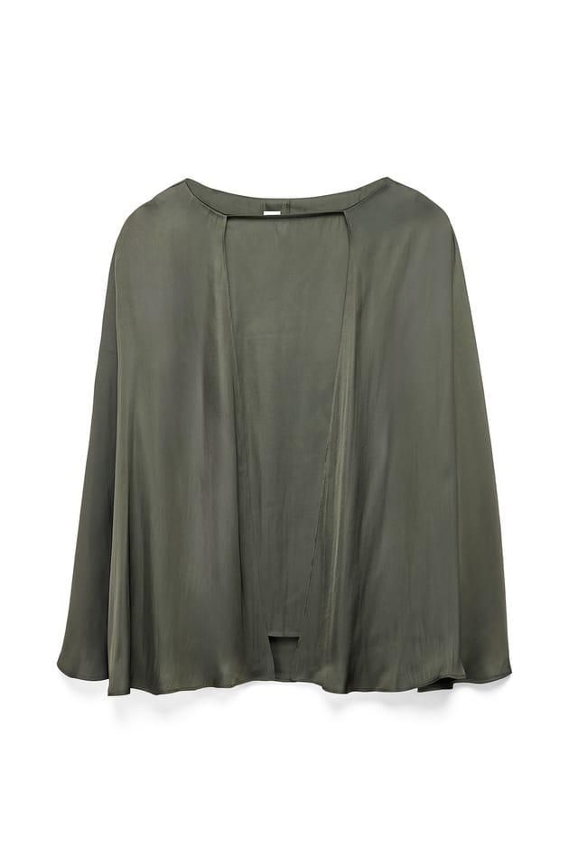Dark Green Fließende Cape-Bluse