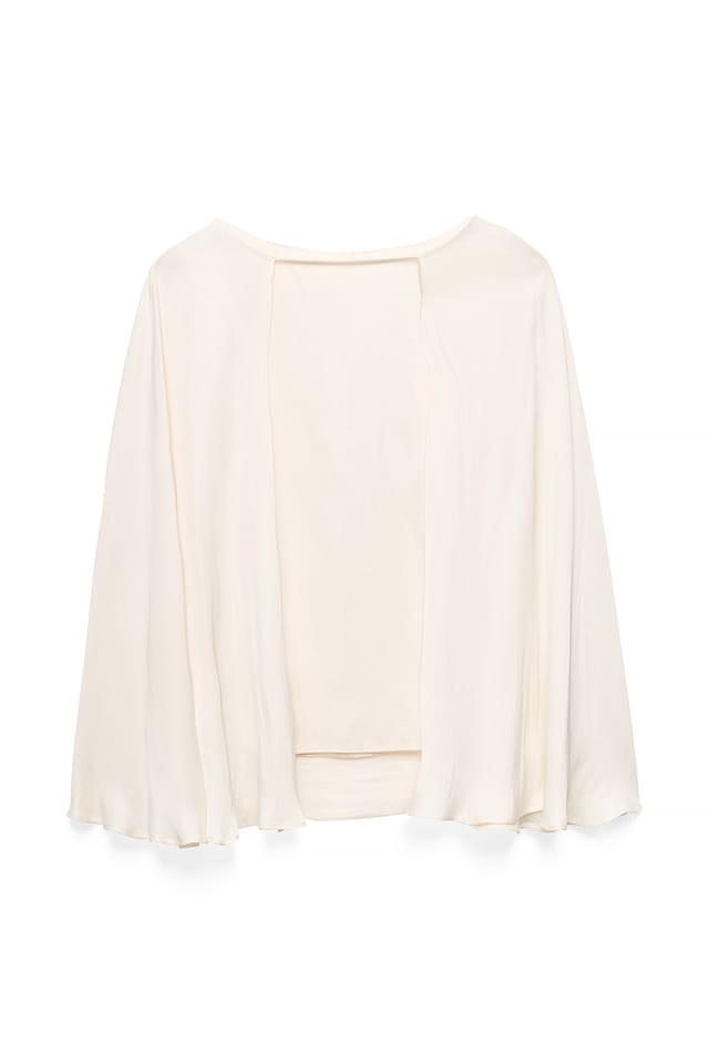 Offwhite Fließende Cape-Bluse