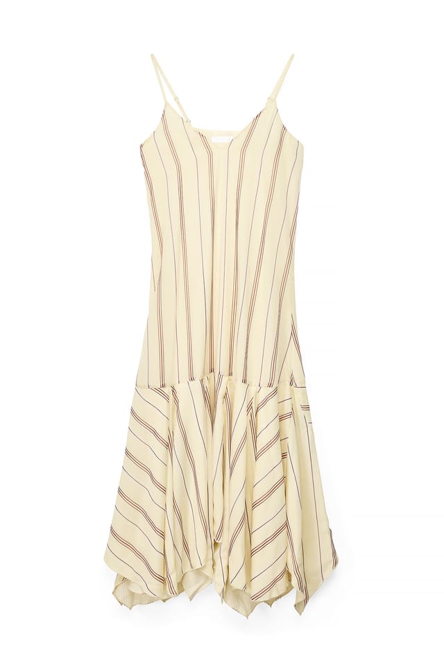 Stripe Aop Flytende V-hals midi-kjole
