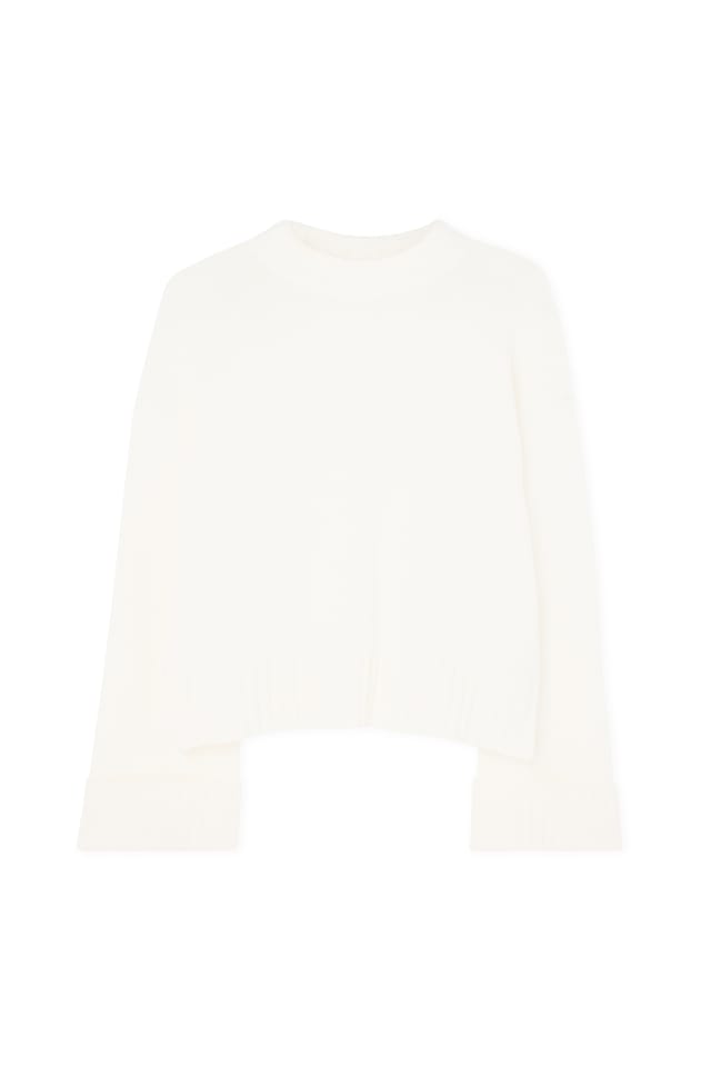 Offwhite Folded Sleeve Knitted Sweater