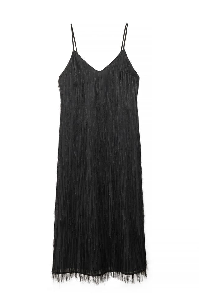 Black Fringe Maxi Dress