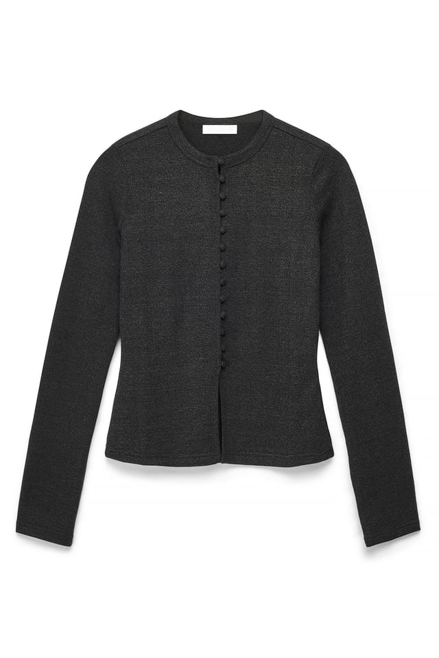 Black Front Button Top