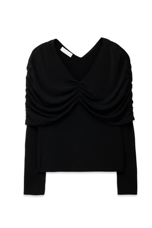 Black Front Rouched Top