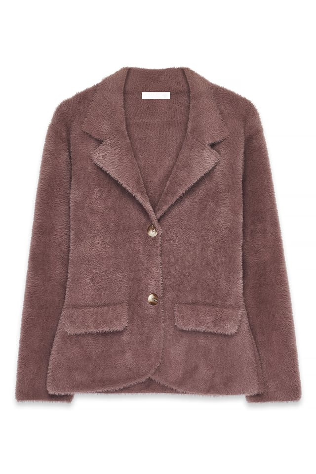 Dusty Plum Fuzzy Blazer