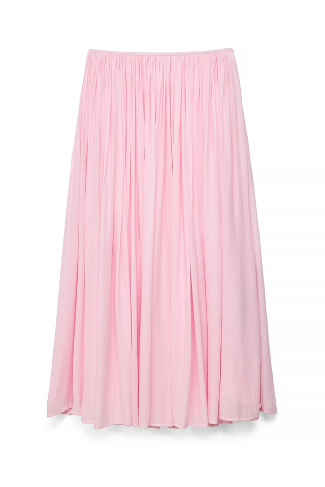 Pink Gathered Volume Maxi Skirt