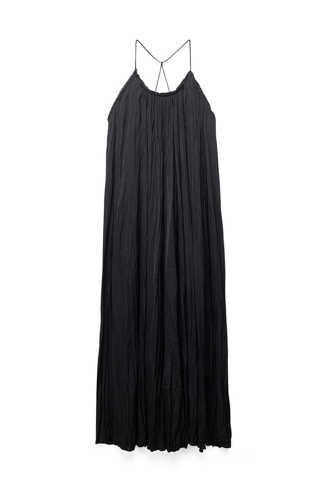 Black Trägerkleid mit gerafftem Volumen