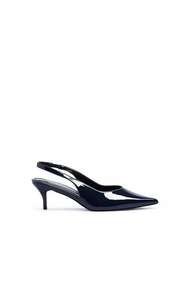 Navy Glänzende Slingback-Pumps