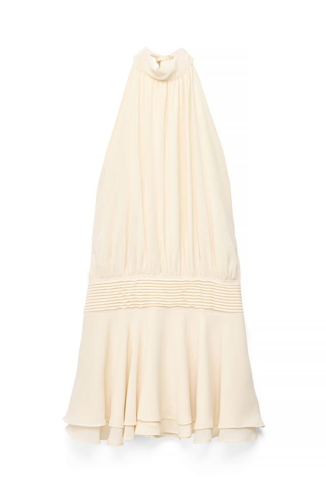 Yellow Chiffon-Minikleid mit Neckholder