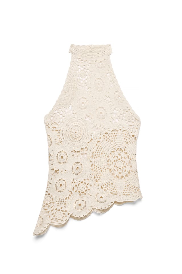 Offwhite Haut en maille au crochet avec dos nu
