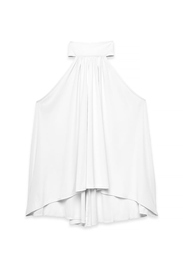 White Halterneck Flowy Tie Top