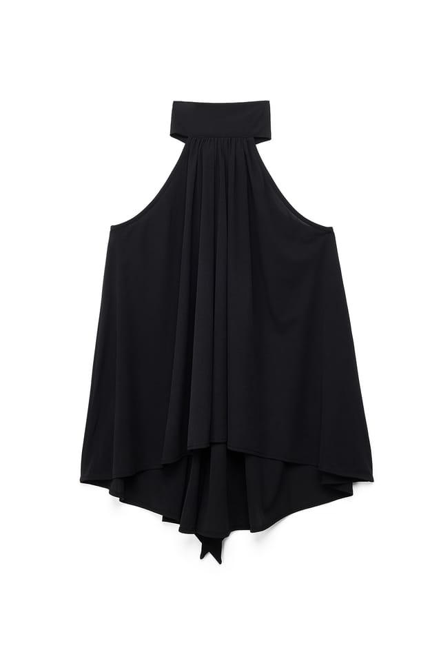 Black Halterneck Flowy Tie Top