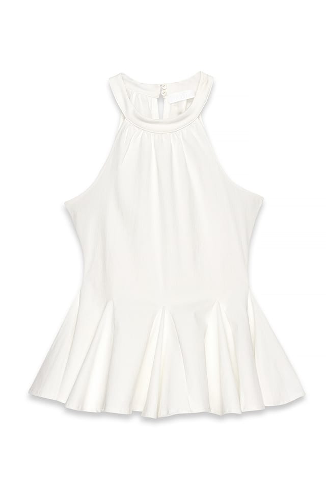 Offwhite Halterneck Pleated Top