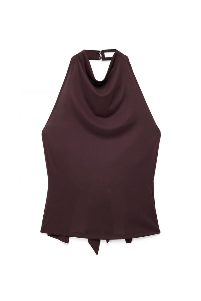 Brown Top med halterneck og binding i ryg