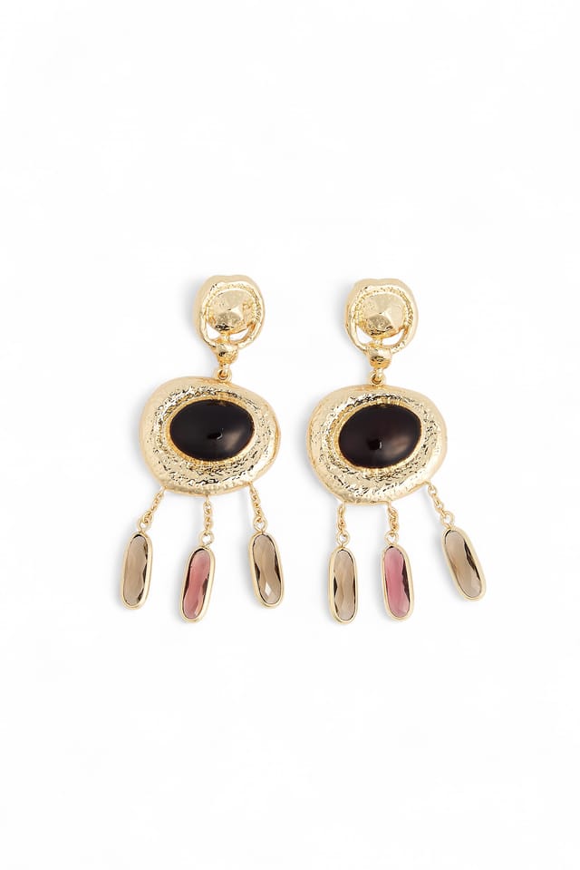 Gold Boucles d'oreilles pendantes avec détail en pierre