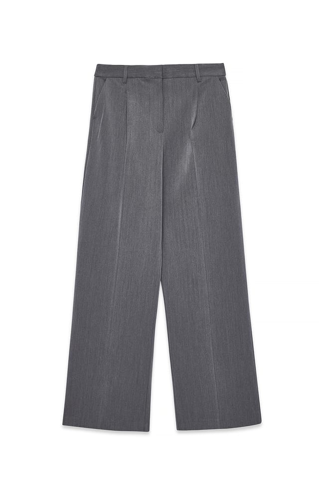 Grey Wide High Waist Suit Pants