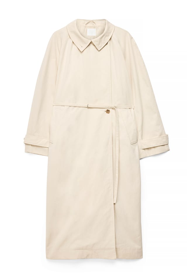 Light Beige Langärmeliger Trenchcoat mit hohem Kragen