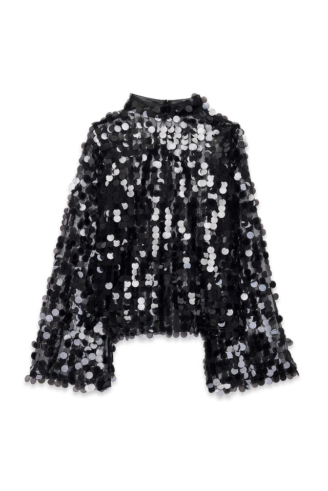 Black Hochgeschlossenes Pailletten-Top