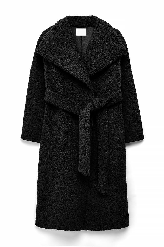 Black High Neck Teddy Coat