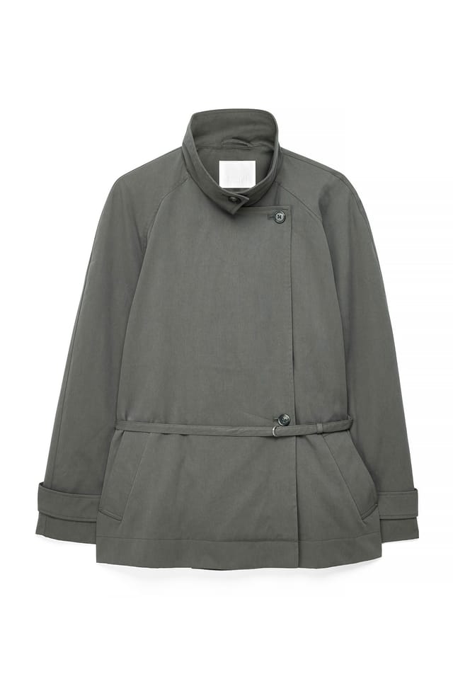Grey Trenchcoat mit hohem Kragen