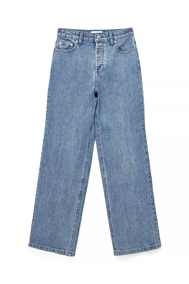 Mid Blue High Waist Straight Jeans