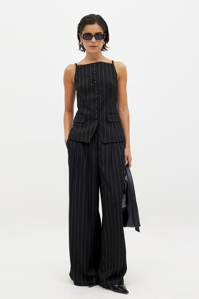 Black/White Stripe High Waist Pants