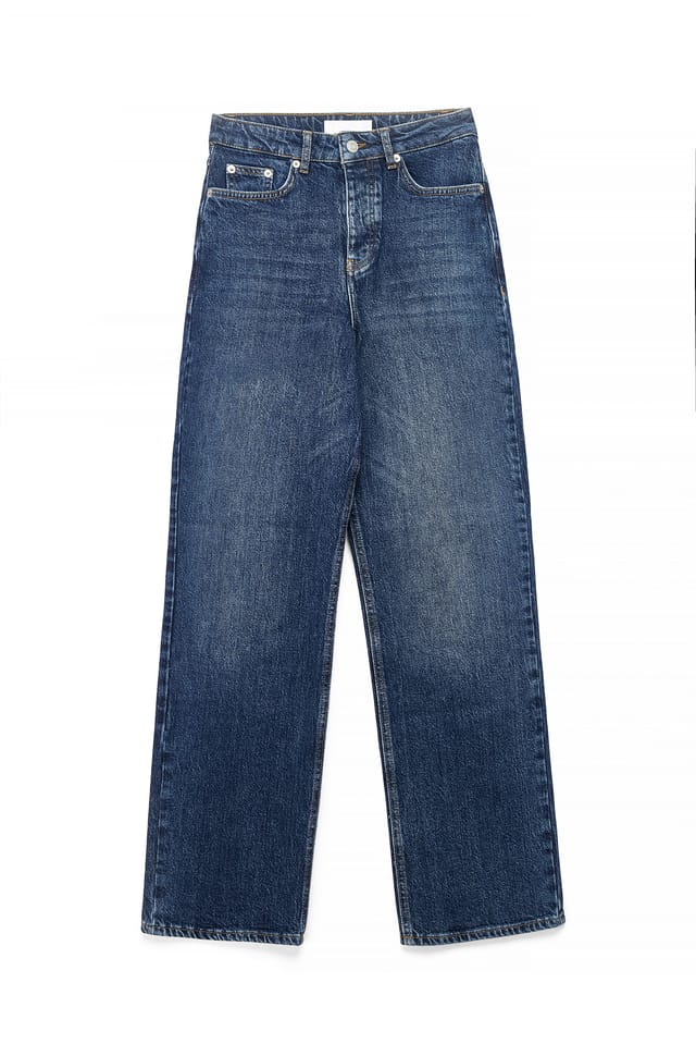 Mid Blue High Waist Jeans in Knöchellänge