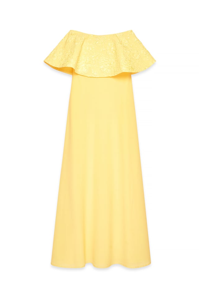 Yellow Robe longue bandeau en jacquard à coupe volumineuse