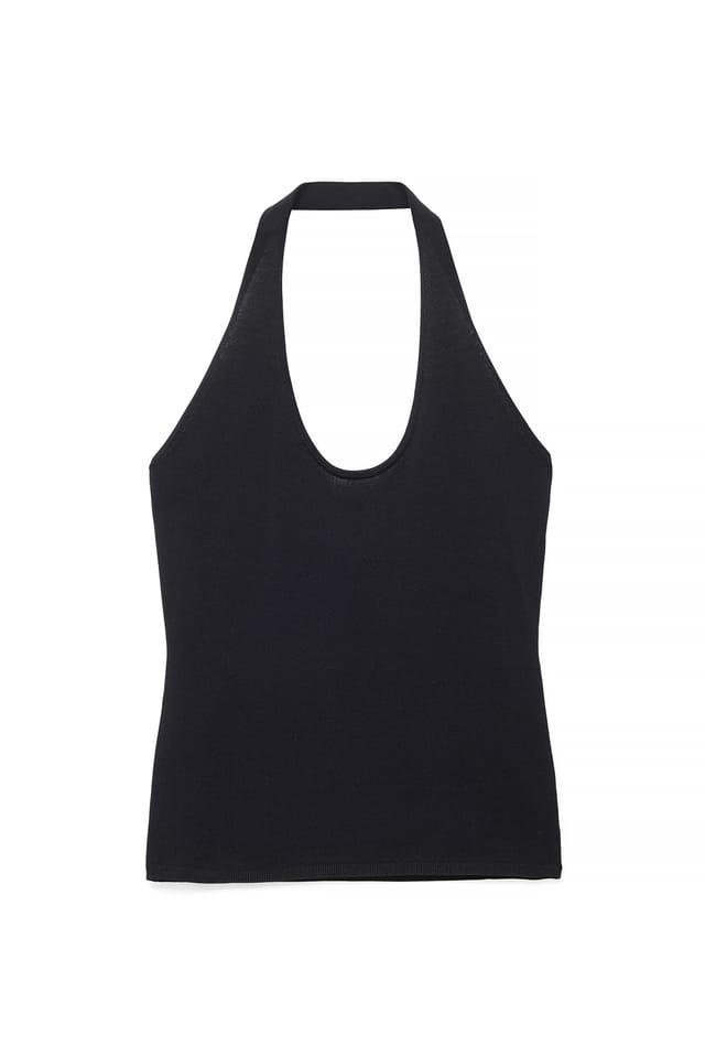 Black Knitted Halterneck Top