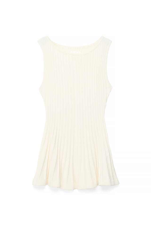 Offwhite Gebreide geribde peplum top