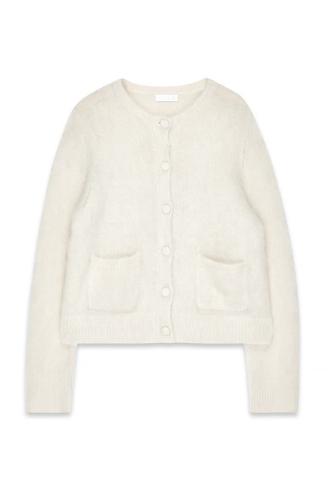 Offwhite Stickad kofta i alpackamix
