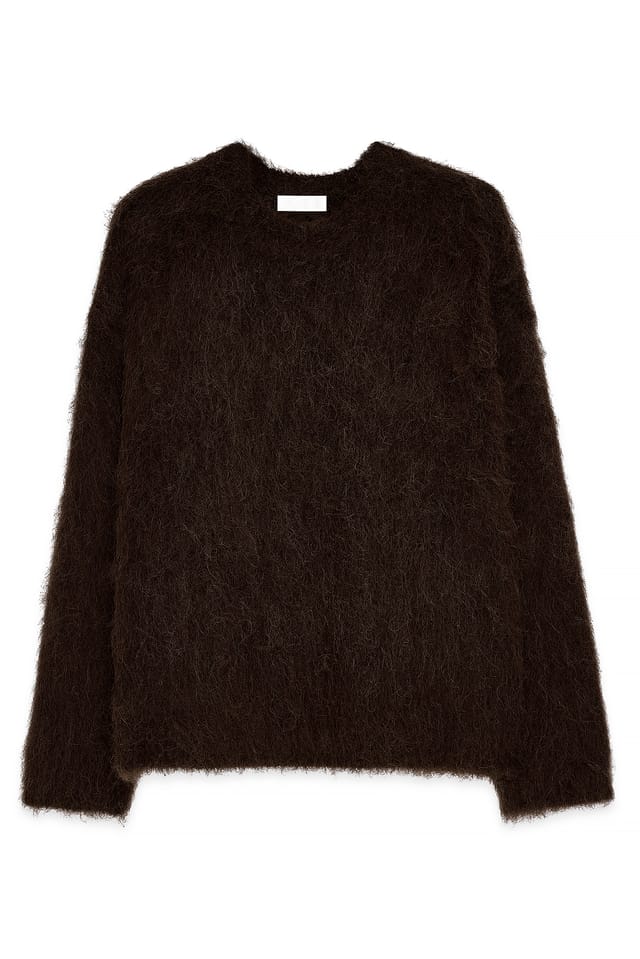 Dark Brown Oversize-Strickpullover aus Alpakamischung