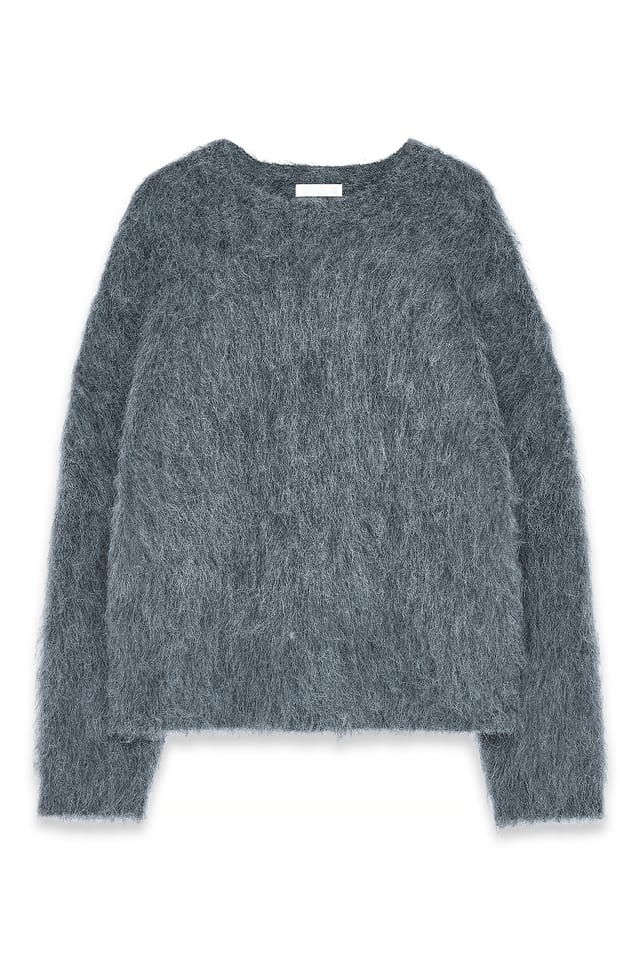 Mid Grey Oversize-Strickpullover aus Alpakamischung