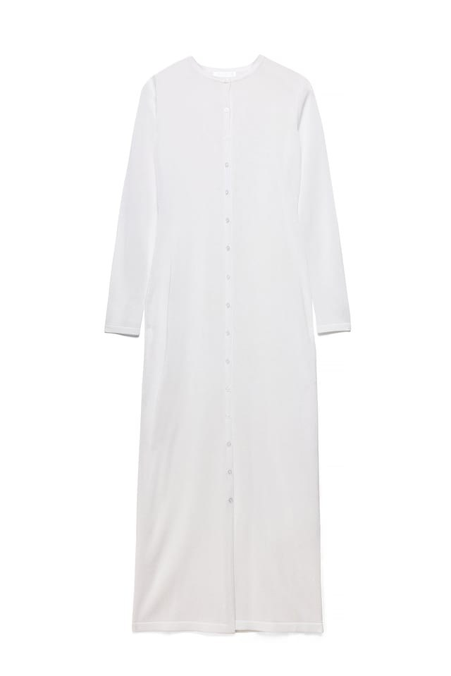 White Stickad maxicardigan med knappdetaljer