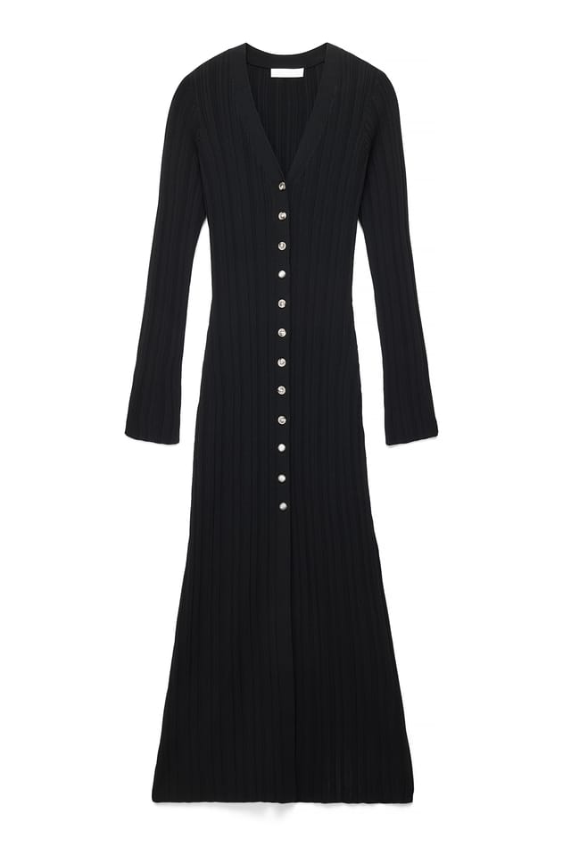 Black Stickad Cardigan Midiklänning