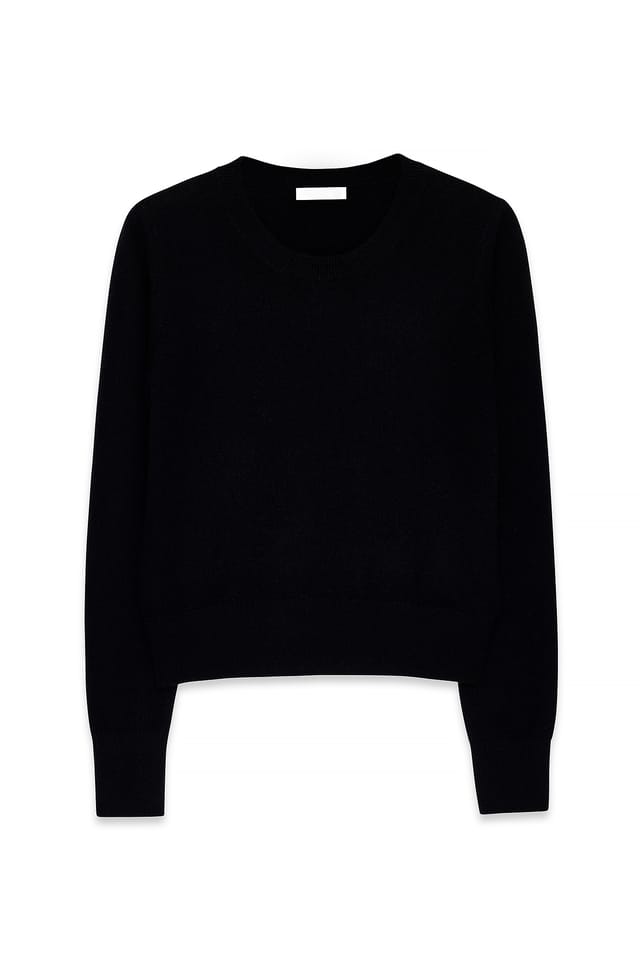 Black Knitted Cashmere Round Neck Sweater