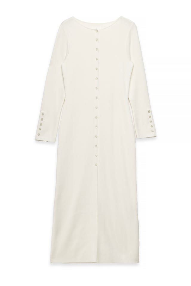 White Gestrickter Maxi-Cardigan