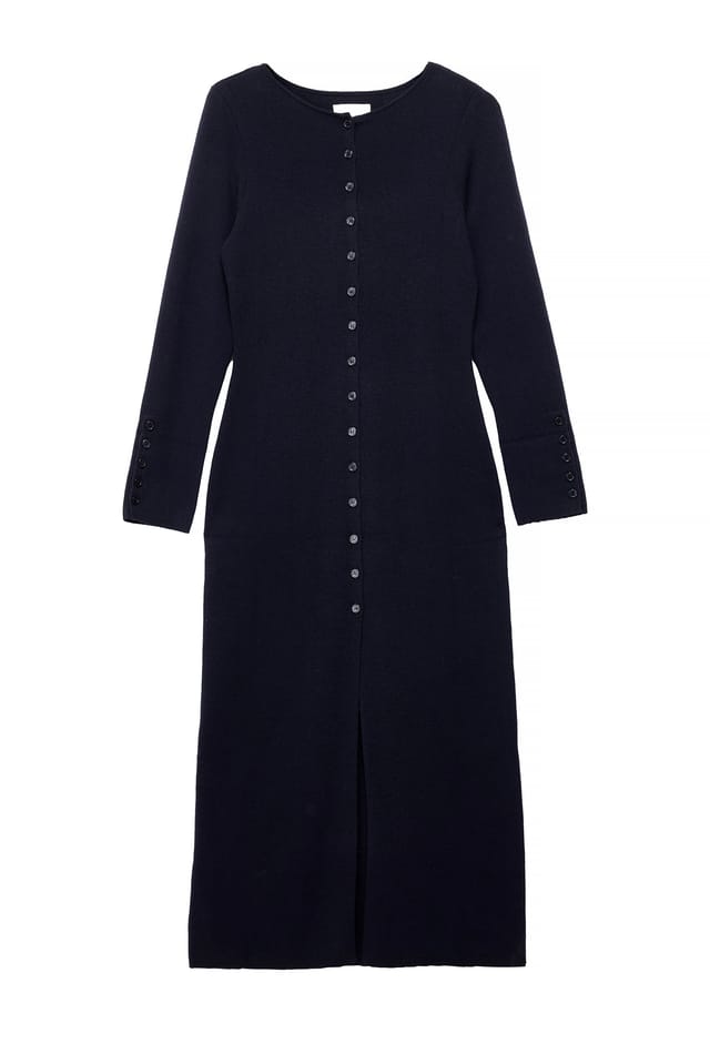 Navy Gestrickter Maxi-Cardigan