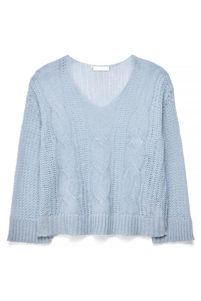 Light Blue Stickad tröja i mohairblandning