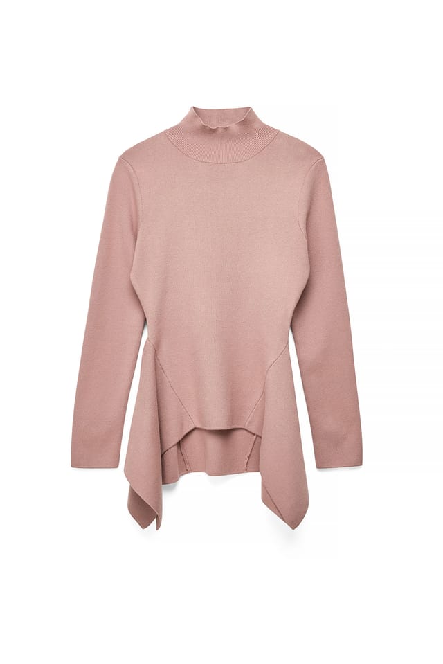 Dusty Pink Knitted Peplum Sweater