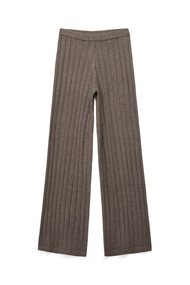 Taupe Knitted Rib Trousers