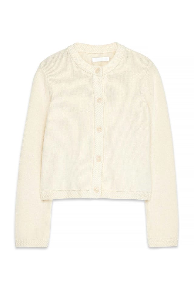 Offwhite Strickjacke mit Rundhalsausschnitt
