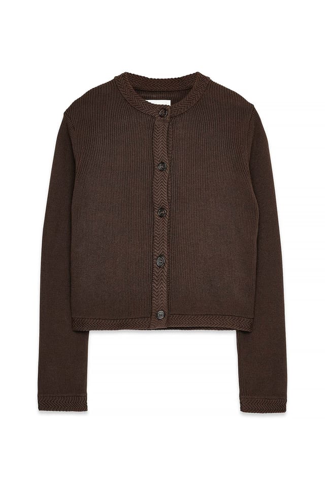 Dark Brown Strickjacke mit Rundhalsausschnitt