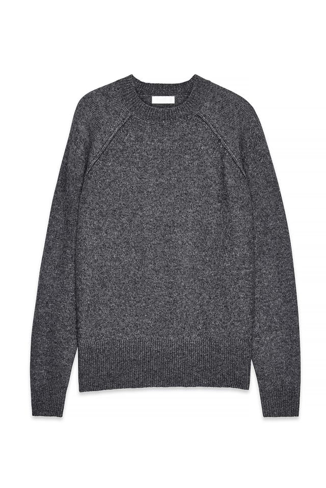 Mid Grey Knitted Round Neck Wool Blend Sweater