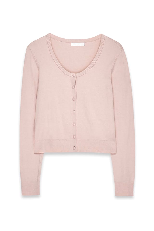 Pink Strick-Cardigan mit Rundhalsausschnitt