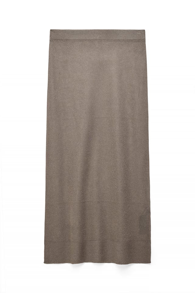 Brown Jupe longue en maille transparente