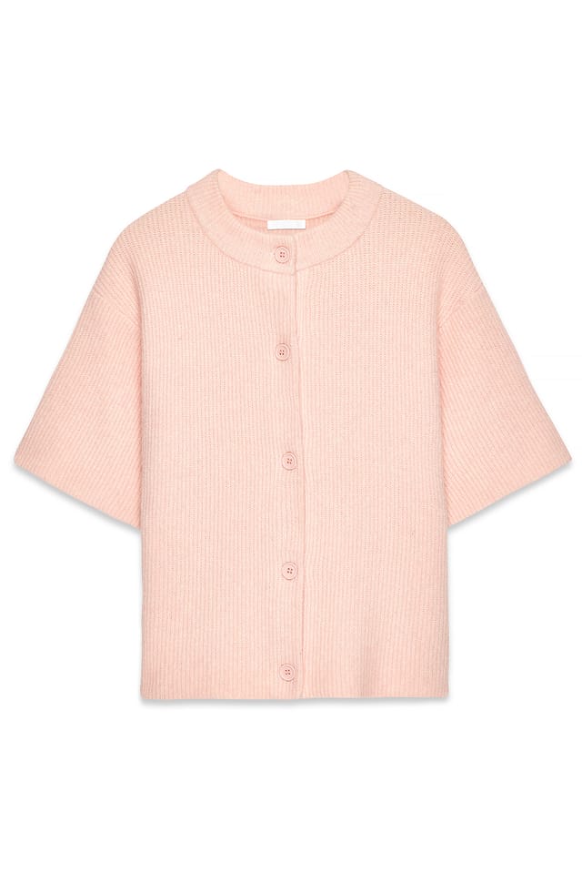 Pink Knitted Short Sleeve Cardigan
