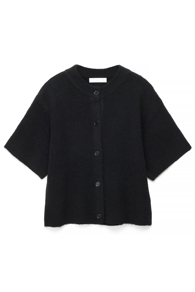 Black kurzärmeliger Strick-Cardigan