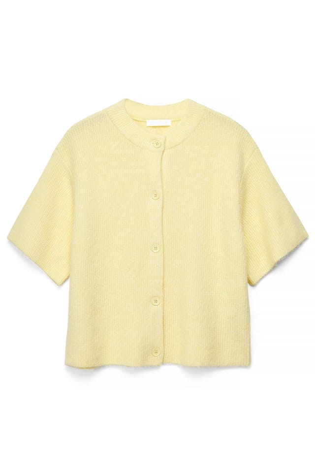 Light Yellow Kortärmad stickad kofta